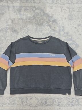Rip Curl Slate Crewneck Sweater with Blue, Pink and Yellow Stripes